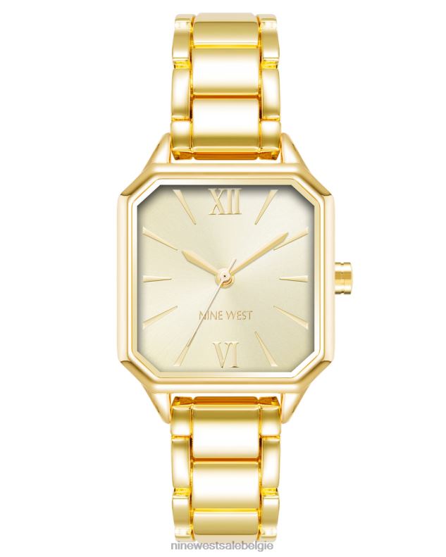 Nine West L48XT2859 gouden toon Armbandhorloge met vierkante kast