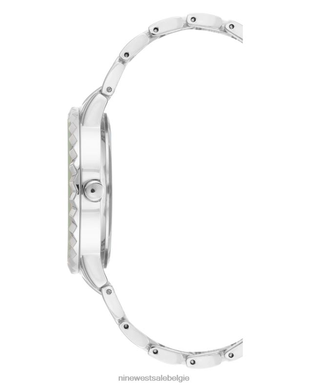 Nine West L48XT2863 zilveren toon Armbandhorloge met getextureerde rand