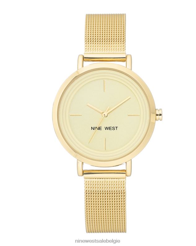 Nine West L48XT2869 gouden toon minimalistisch mesh-armbandhorloge