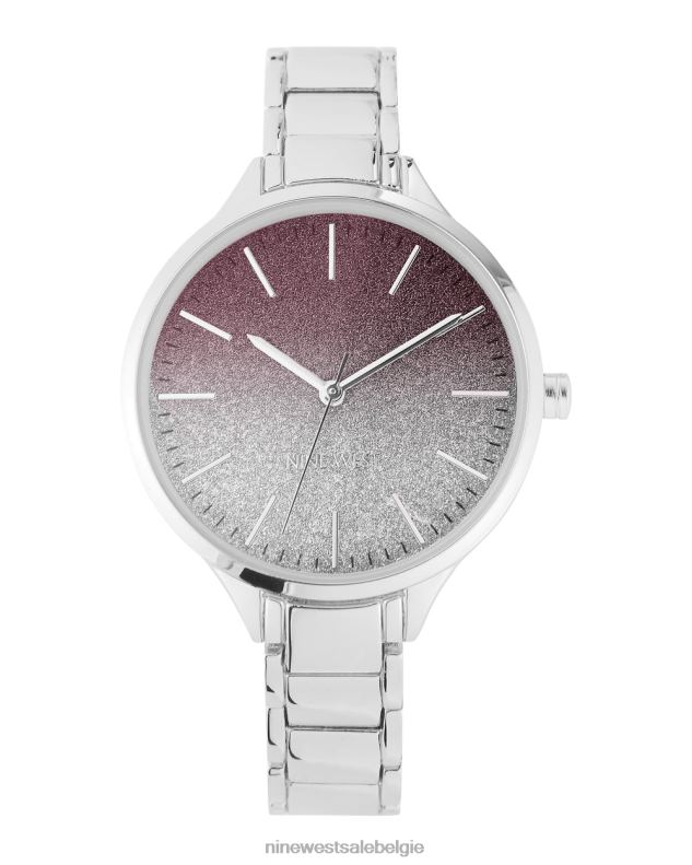 Nine West L48XT2878 zilveren toon Horloge met glitter ombre wijzerplaat