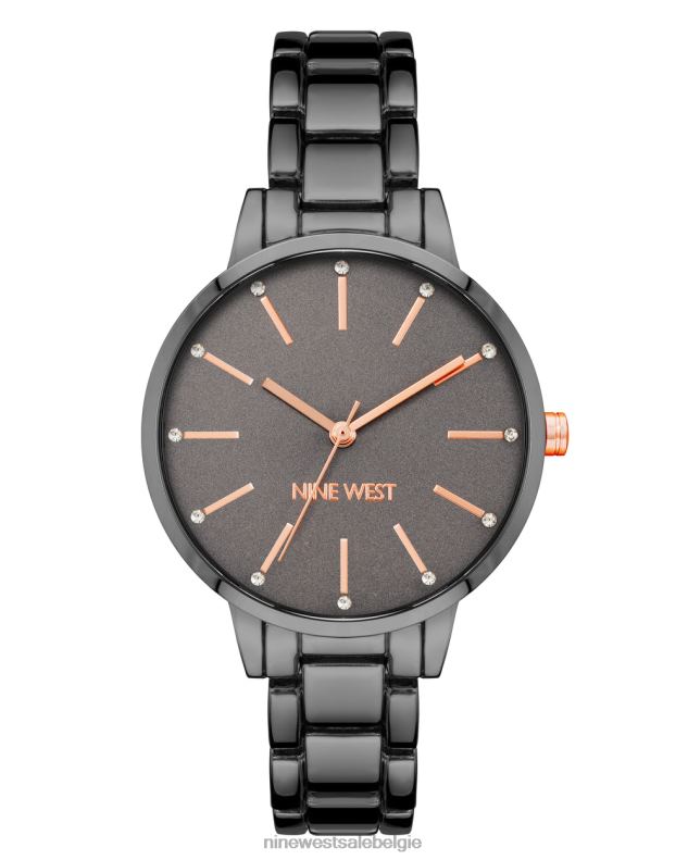 Nine West L48XT2881 staalgrijs Armbandhorloge met kristallen accenten