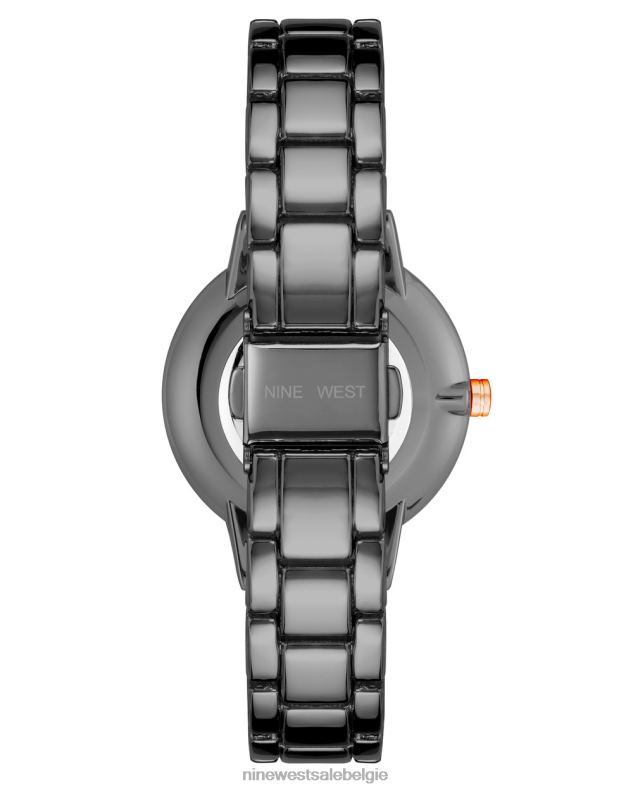 Nine West L48XT2881 staalgrijs Armbandhorloge met kristallen accenten