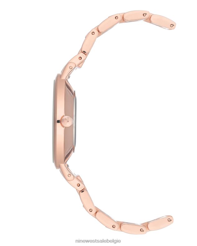 Nine West L48XT2883 roségouden toon Armbandhorloge met bloemenwijzerplaat