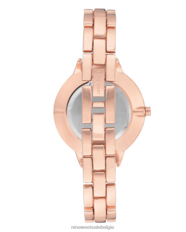 Nine West L48XT2883 roségouden toon Armbandhorloge met bloemenwijzerplaat