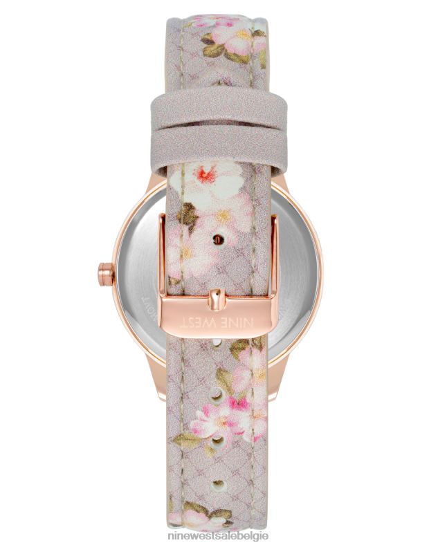 Nine West L48XT2885 roze Horloge met bloemenpatroon