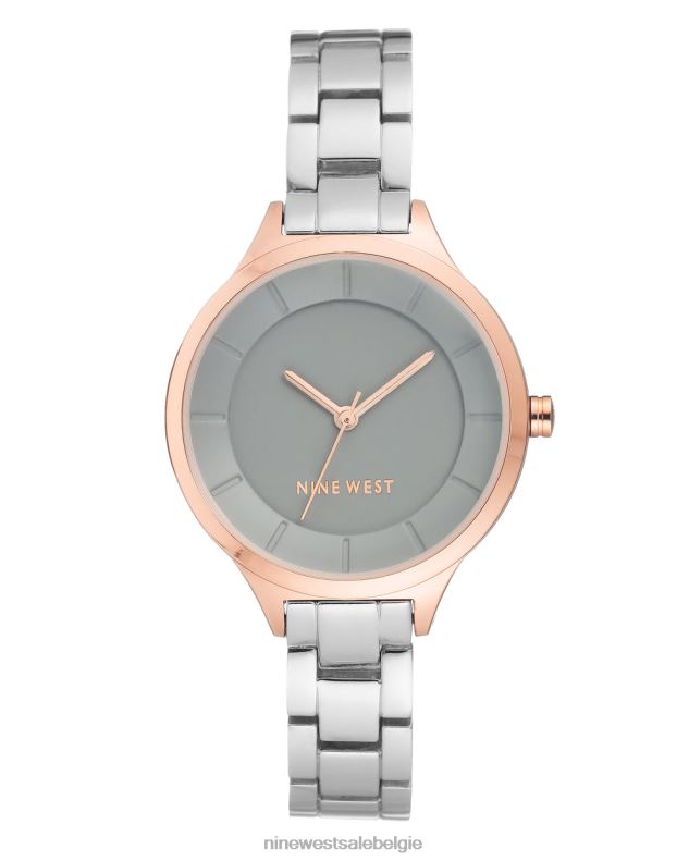 Nine West L48XT2888 zilveren toon armbandhorloge met contrasterende kast