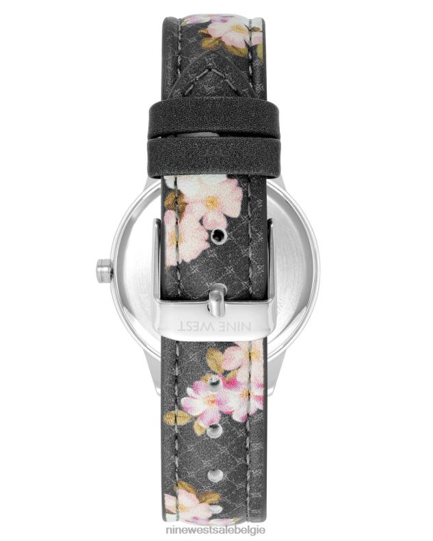 Nine West L48XT2891 zwart Horloge met bloemenpatroon