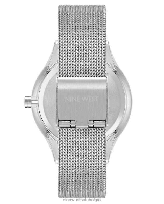 Nine West L48XT2897mesh-armbandhorloge met gespleten wijzerplaat