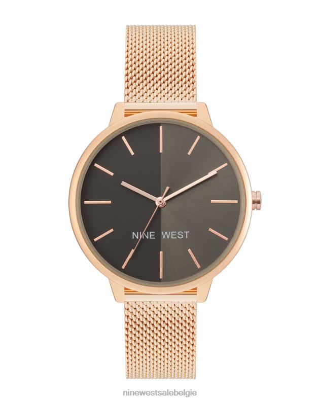 Nine West L48XT2899 roségouden toon mesh armband horloge