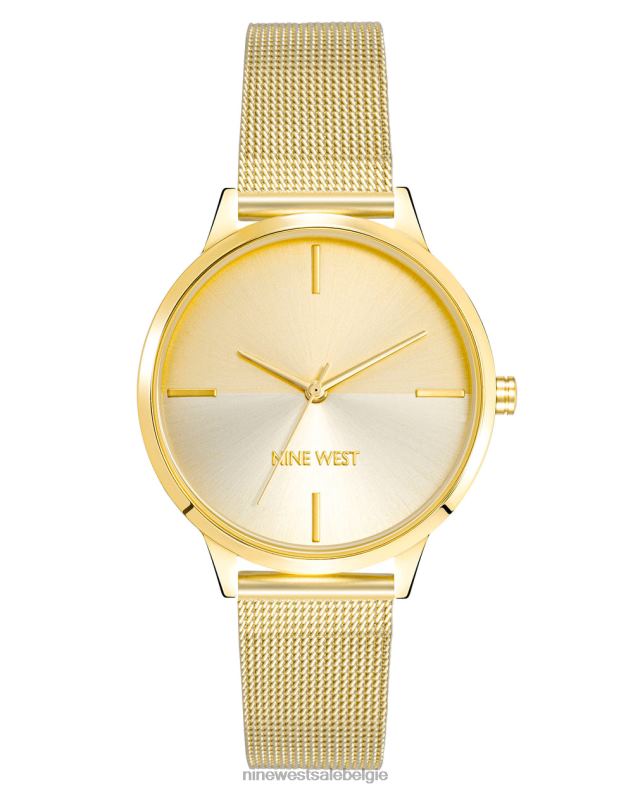 Nine West L48XT2903mesh-armbandhorloge met gespleten wijzerplaat