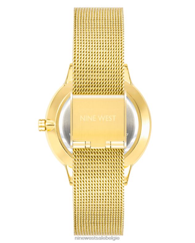 Nine West L48XT2903mesh-armbandhorloge met gespleten wijzerplaat