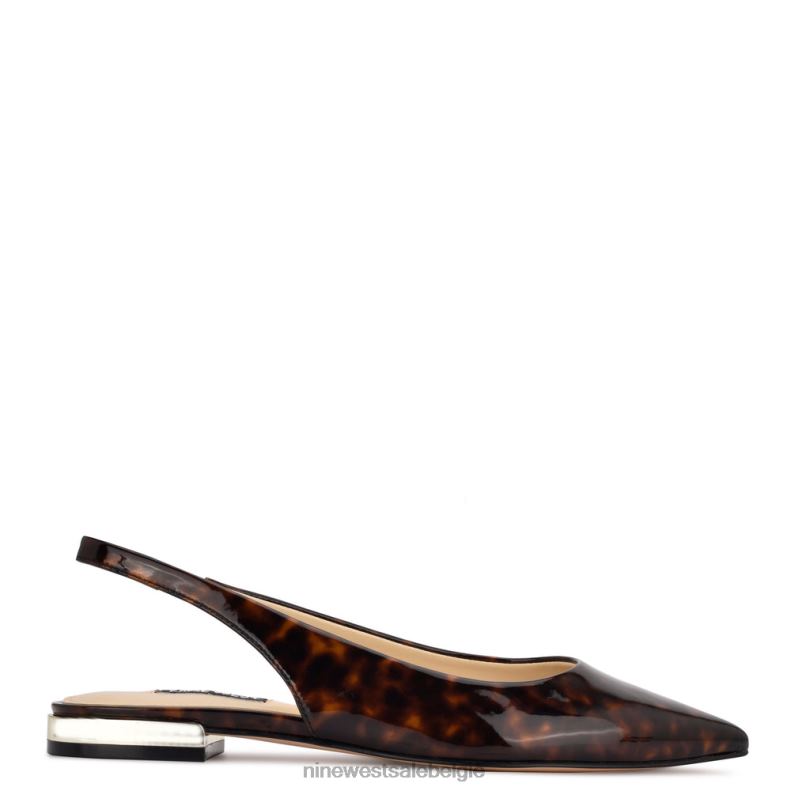 Nine West L48XT1111 bruine schildpad lucee slingback puntige teenflats