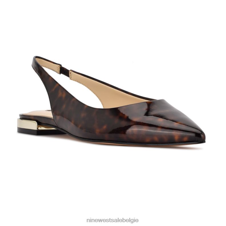 Nine West L48XT1111 bruine schildpad lucee slingback puntige teenflats