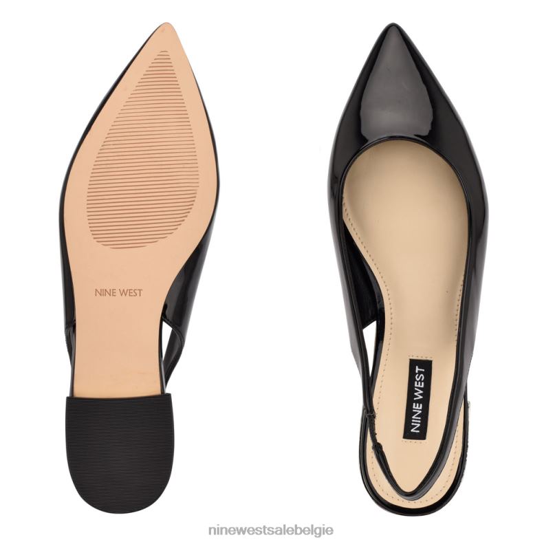 Nine West L48XT1112 zwart patent lucee slingback puntige teenflats