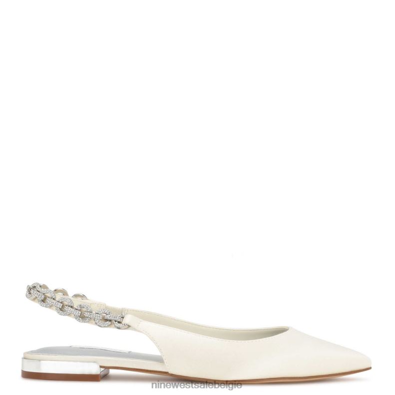 Nine West L48XT1783 ivoor satijn kristal Loria slingback-flats