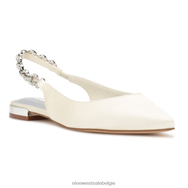 Nine West L48XT1783 ivoor satijn kristal Loria slingback-flats