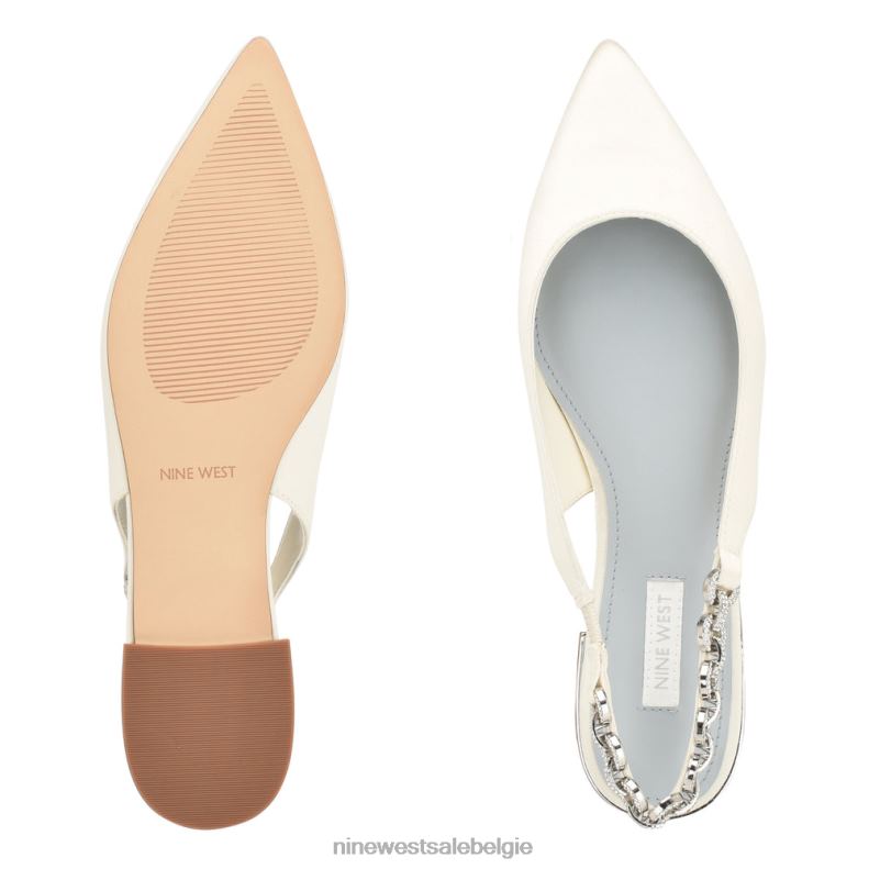 Nine West L48XT1783 ivoor satijn kristal Loria slingback-flats