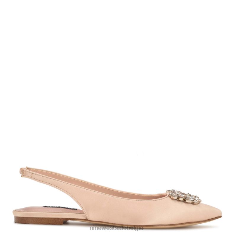 Nine West L48XT1784 naakt satijn kristal blingy slingback-flats