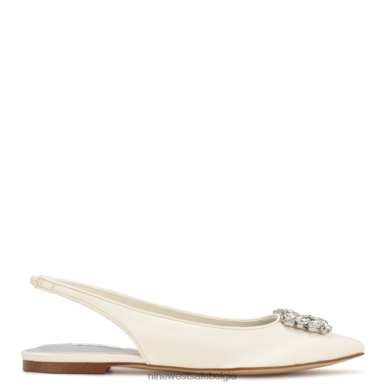 Nine West L48XT1785 ivoor kristal satijn blingy slingback-flats