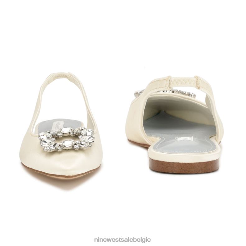 Nine West L48XT1785 ivoor kristal satijn blingy slingback-flats