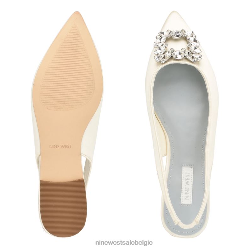 Nine West L48XT1785 ivoor kristal satijn blingy slingback-flats