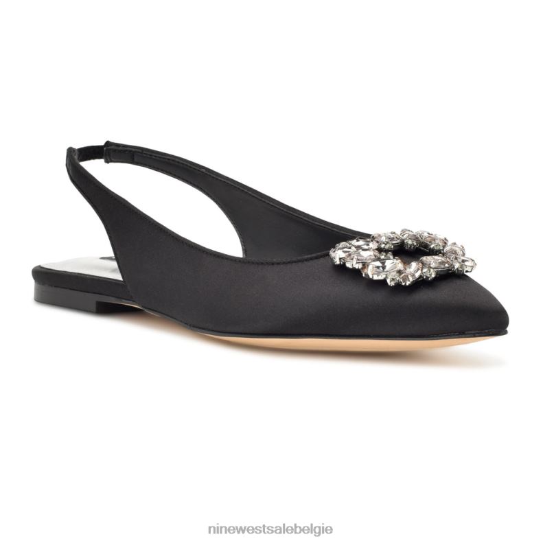 Nine West L48XT1786 zwart satijn kristal blingy slingback-flats