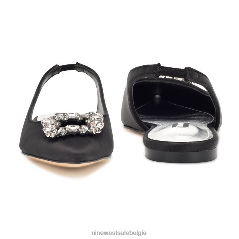 Nine West L48XT1786 zwart satijn kristal blingy slingback-flats