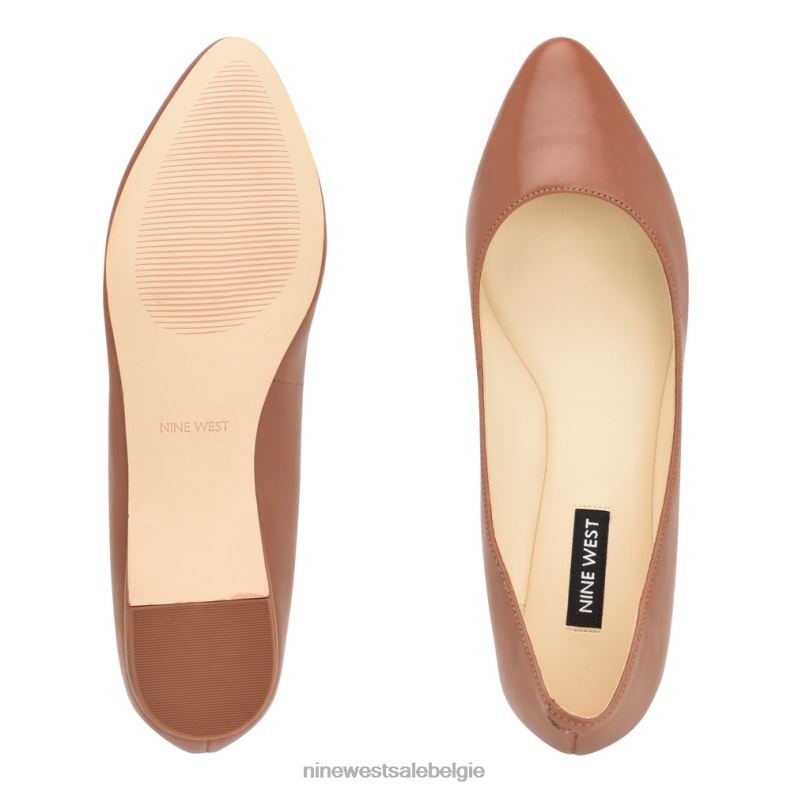 Nine West L48XT2093 Pecan bruin leer speakup amandelteenflats