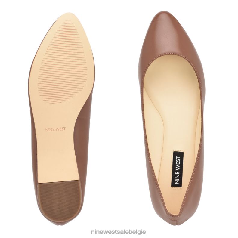 Nine West L48XT2095 donkerbruin leer speakup amandelteenflats