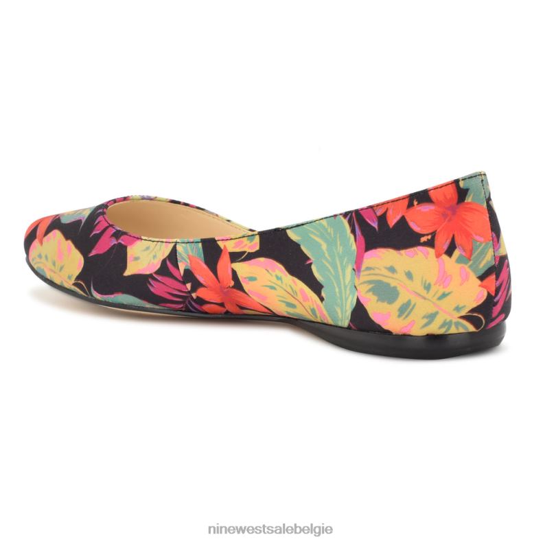 Nine West L48XT2096 zwarte multi tropische bloemen speakup amandelteenflats