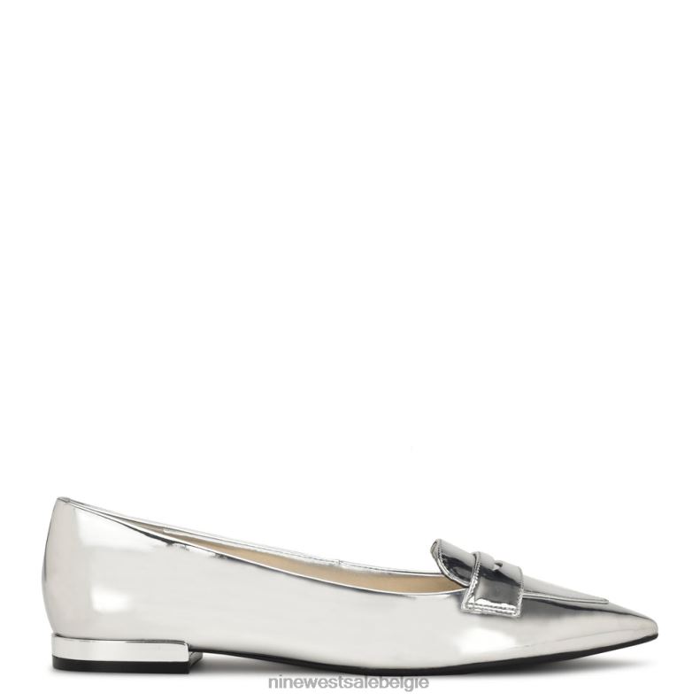 Nine West L48XT2099 zilver spiegel metallic Lallin loafers met puntige neus