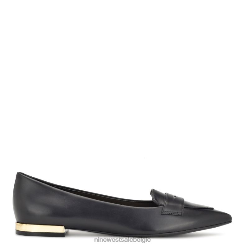 Nine West L48XT2101 zwart leer Lallin loafers met puntige neus