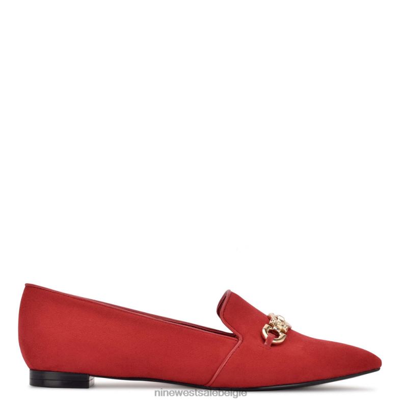 Nine West L48XT2150 rood suède puntige teenflats