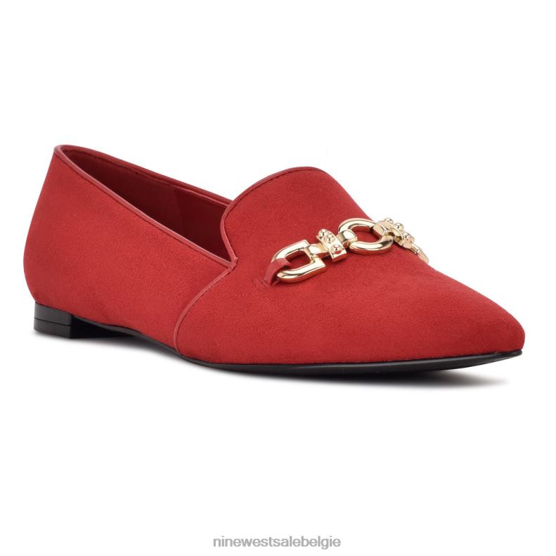 Nine West L48XT2150 rood suède puntige teenflats