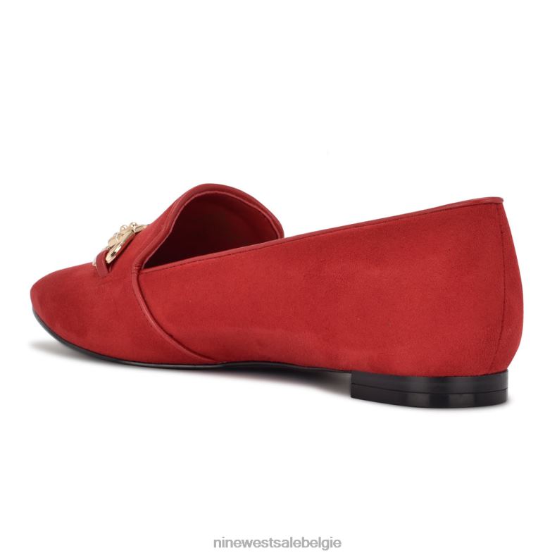 Nine West L48XT2150 rood suède puntige teenflats