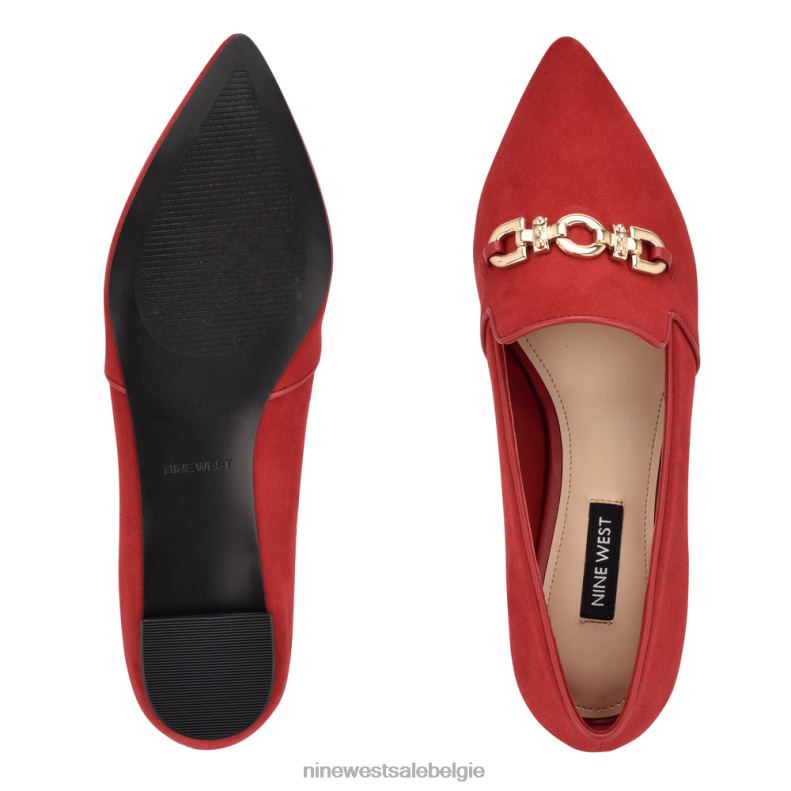 Nine West L48XT2150 rood suède puntige teenflats