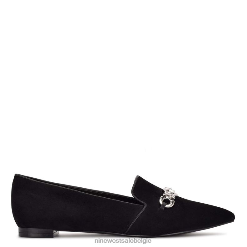 Nine West L48XT2151 zwart suède puntige teenflats