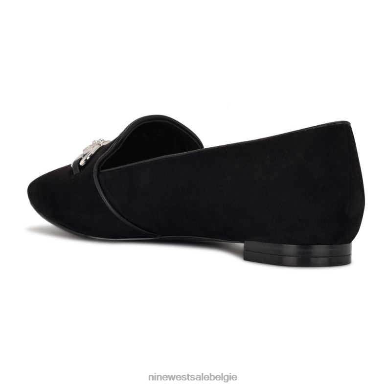 Nine West L48XT2151 zwart suède puntige teenflats