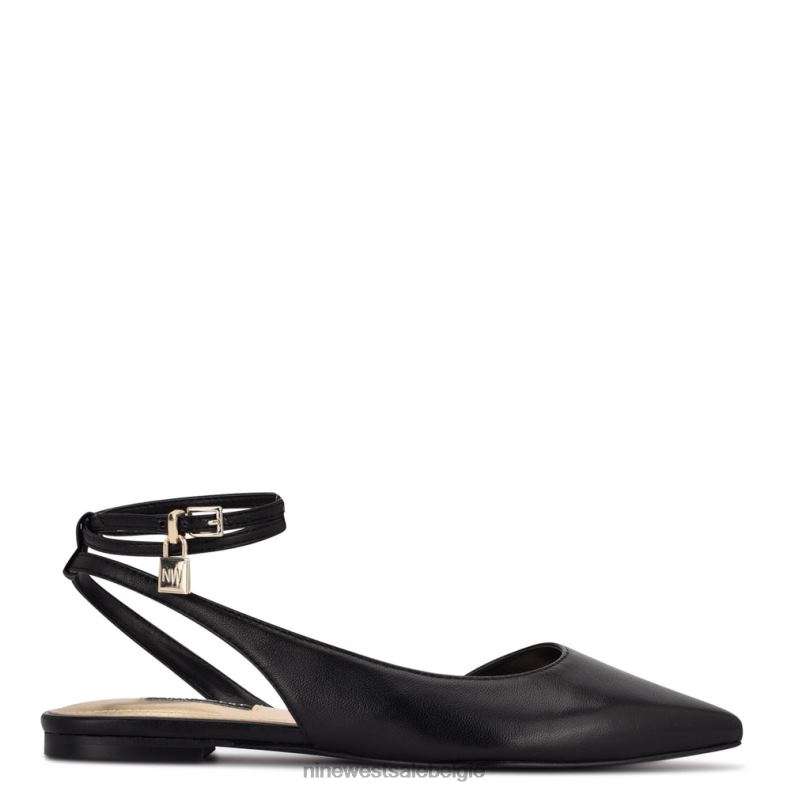 Nine West L48XT2212 zwart leer baria puntige teenflats