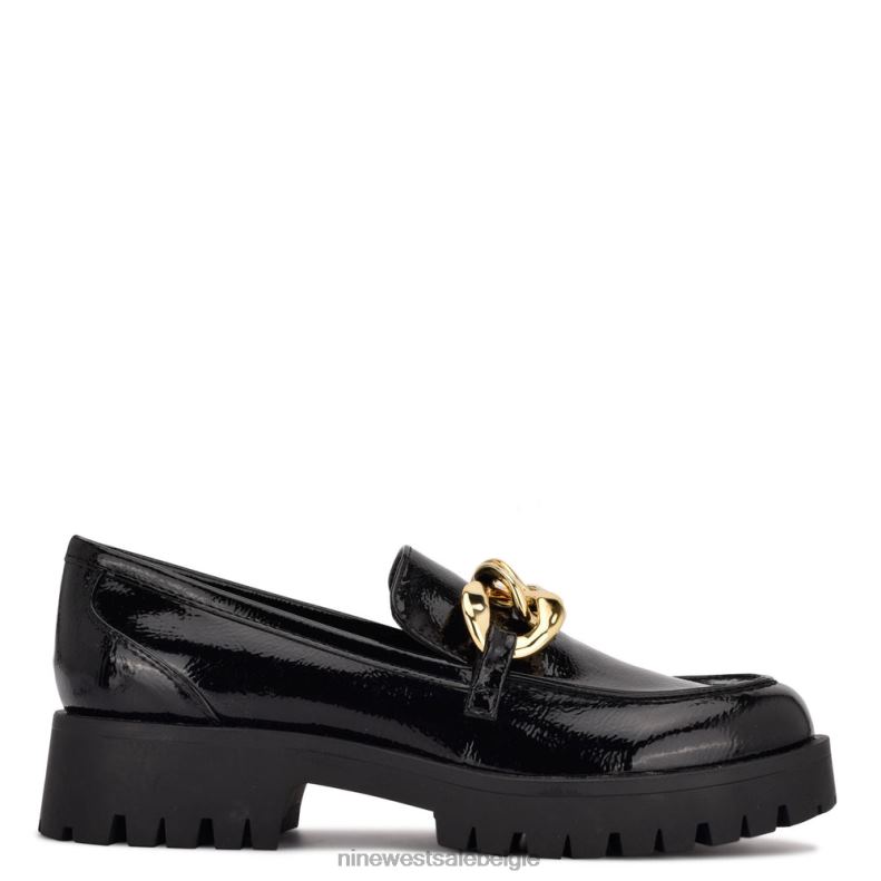 Nine West L48XT2219 zwart patent Gracy loafers met lugzool