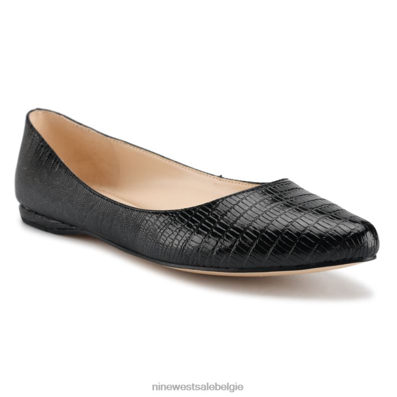 Nine West L48XT2288 zwarte hagedisprint speakup amandelteenflats