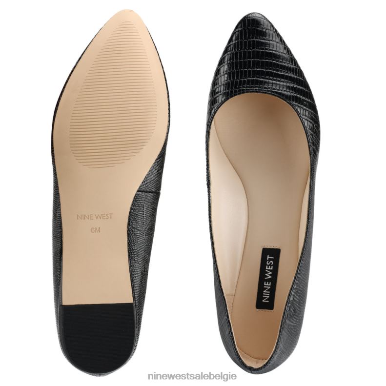 Nine West L48XT2288 zwarte hagedisprint speakup amandelteenflats