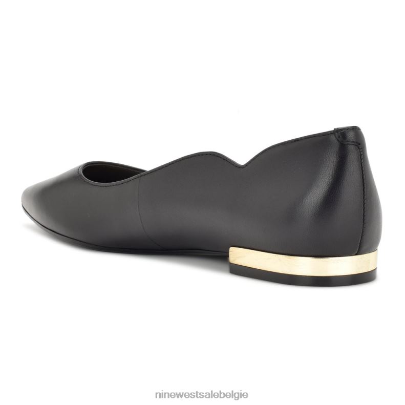 Nine West L48XT2299 zwart leer Lolady puntige teenflats