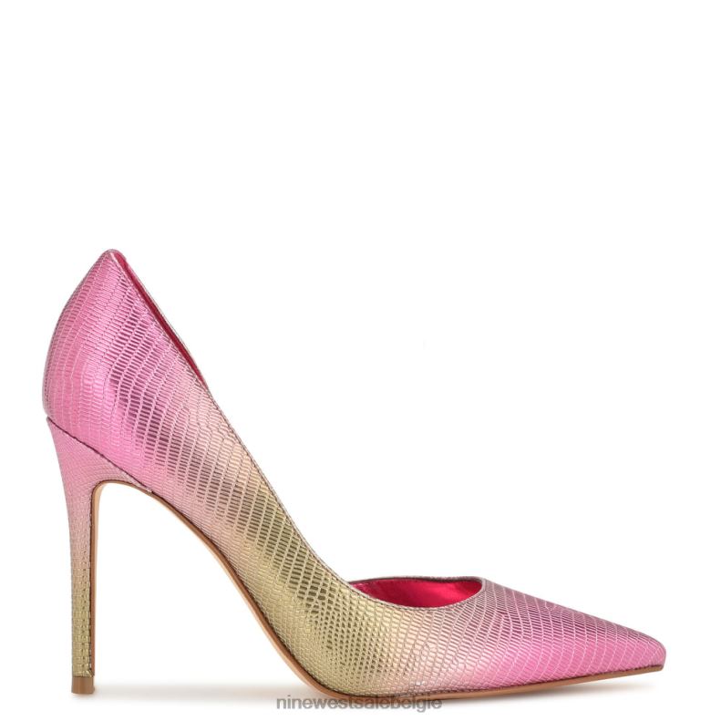 Nine West L48XT1267 roze metalen hagedis Folowe d'orsay pumps met puntige neus