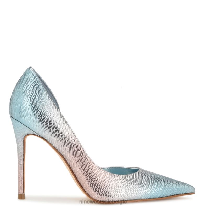 Nine West L48XT1268 blauwe metalen hagedis Folowe d'orsay pumps met puntige neus