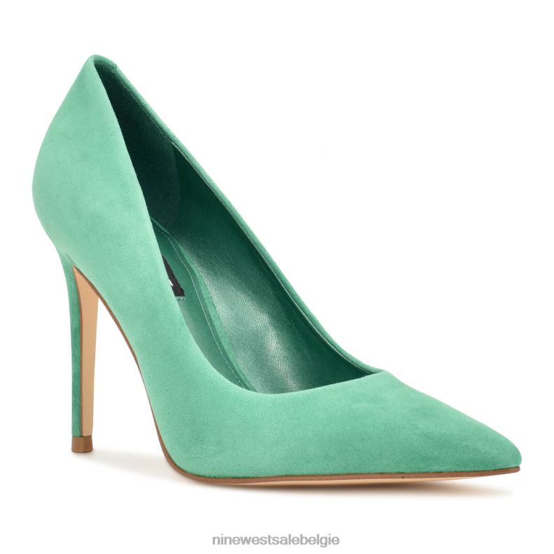 Nine West L48XT1273 groen suède frisse pumps met puntige neus