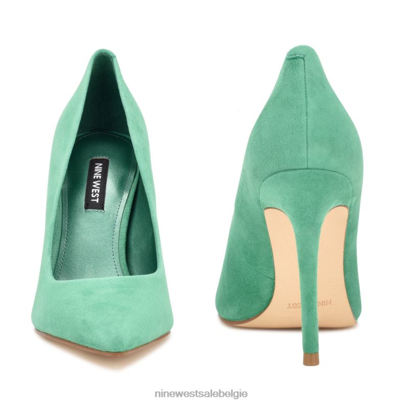 Nine West L48XT1273 groen suède frisse pumps met puntige neus