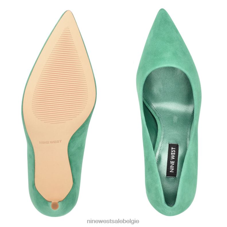 Nine West L48XT1273 groen suède frisse pumps met puntige neus