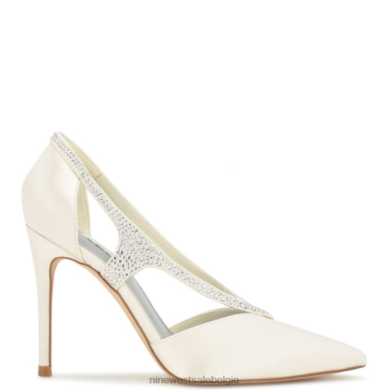 Nine West L48XT1275 ivoor satijn kristal fantasie pumps met puntige neus