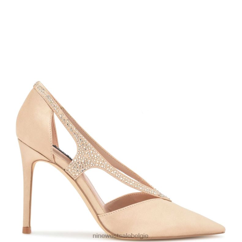 Nine West L48XT1276 naakt satijn kristal fantasie pumps met puntige neus